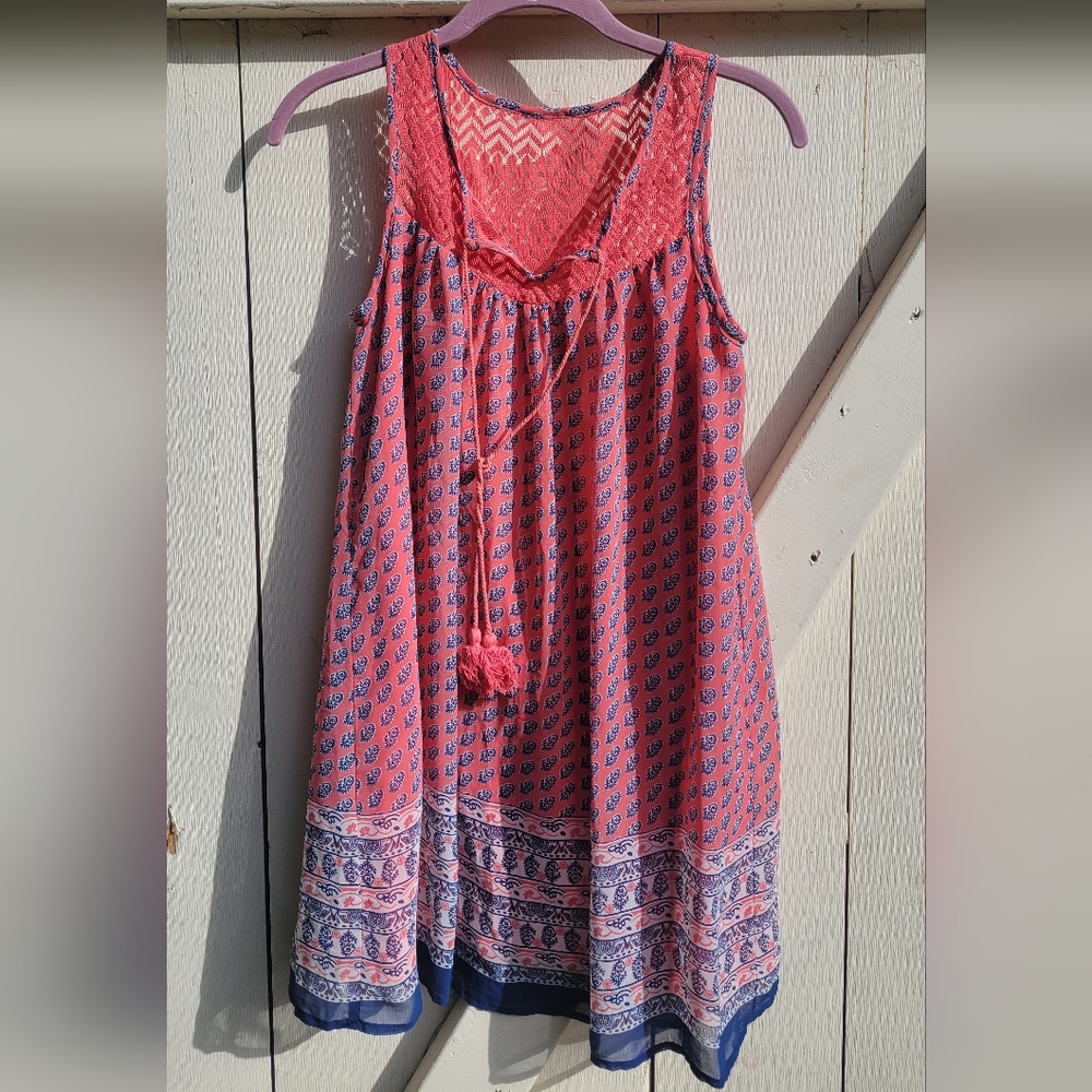 Coral and Navy Blue Dress
